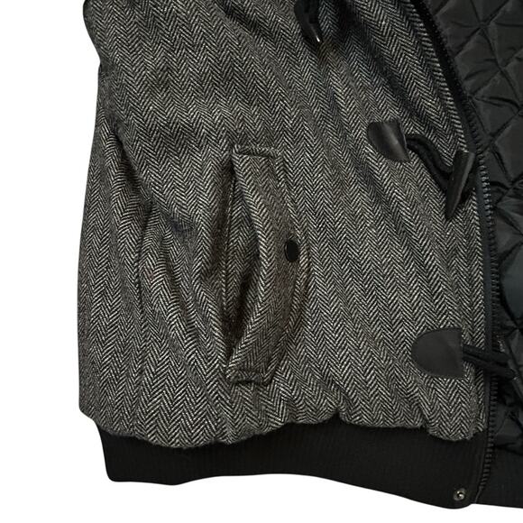 Urban Classics Jacket Coat Mens Size XL Dark Gray Herringbone Wool Blend Warm - Picture 5 of 12